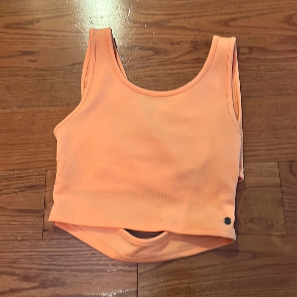 Roxy Neon orange cross back crop top
